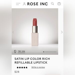 New! Rose Inc Satin Lip Color Rich Refillable Lipstick In Persuasive Warm Rose